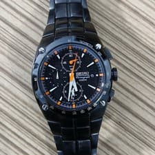 Rare Seiko SNA595P1 Men's Sportura Alarm Chronograph Watch Black DIal Sport