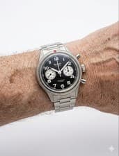 Hanhart 417 ES Flyback Column Wheel Chronograph 42 Mm GERMANY Bracelet GORGEOUS