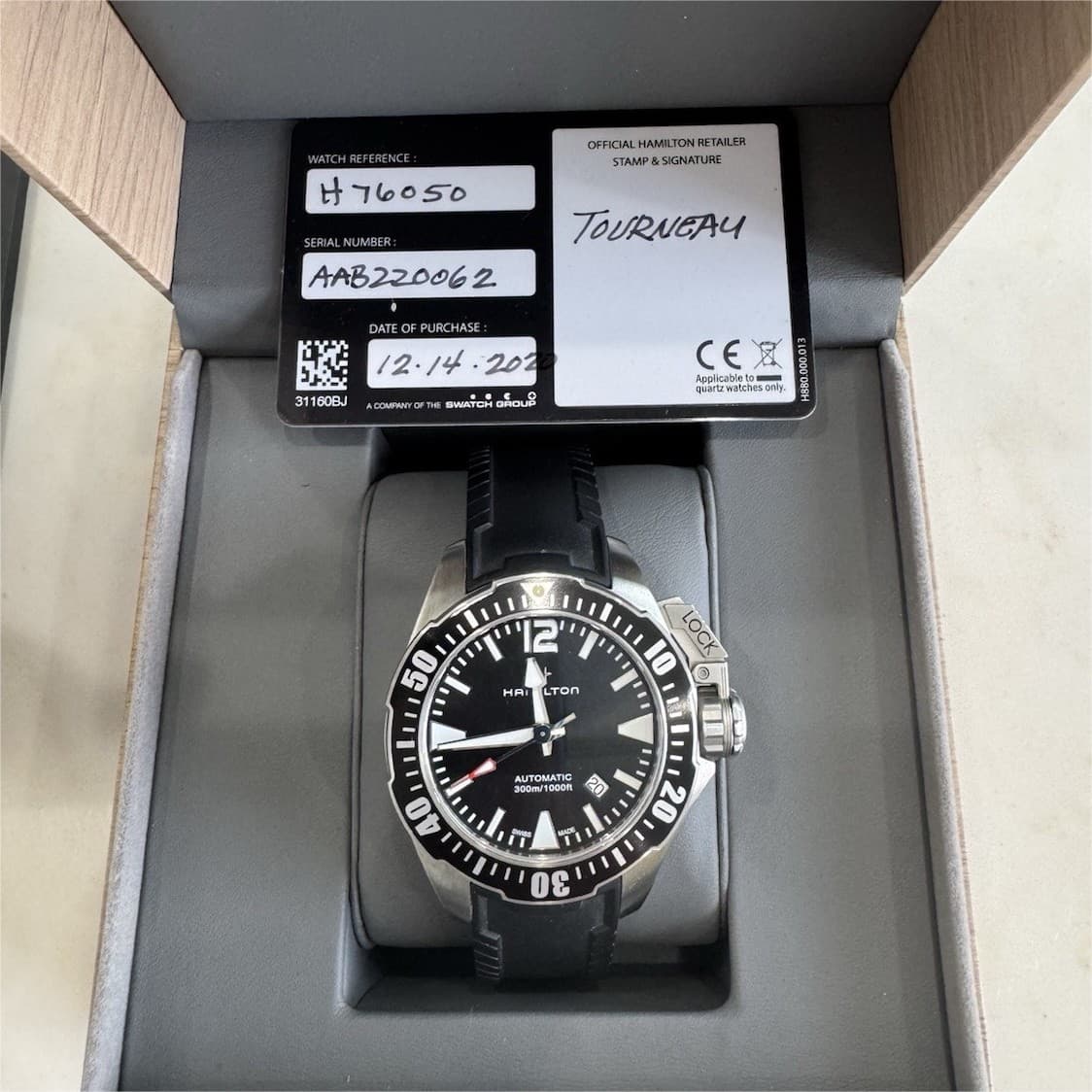 Hamilton Men's Automatic Diver Black Rubber Band Stainless Steel Wristwatch