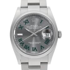 ROLEX DATEJUST 36 126200 slate (Grey) Green Roma 3-row Oyster Bracelet Rando...