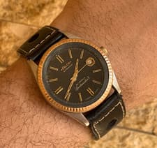 1980's Vintage Felca Sportmaster X Automatic Watch 38mm Swiss Black Dial Fluted