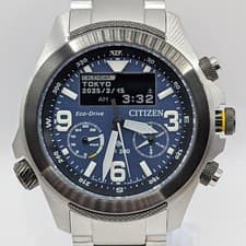 Used Citizen Eco-Drive Promaster Land Watch JV1006-51L, Silver, Working JAPAN