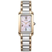 Citizen SQUARE Collection EW5624-54Y Mother of Pearl Dial Solar Watch Women NEW