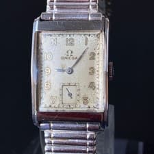 Vintage 1940's MEN’S OMEGA STAINLESS RECTANGULAR WATCH ~Mechanical ~ Cal. R 17.8