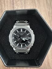 Casio G-Shock 2100 Series Black Dial Stainless Steel Watch GMB2100SD-1A Mint!