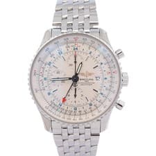 Breitling Navitimer World Stainless Steel 46mm White Chronograph Dial Watch