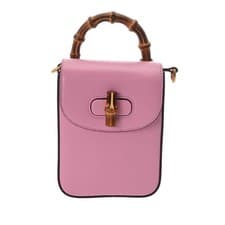 GUCCI 702106.521 Ladies Handbag Pink Gold Hardware Bamboo Leather from JAPAN