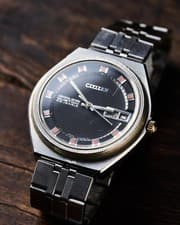 Citizen Crystal Seven Automatic Wristwatch Black Dial Stainless Steel Band