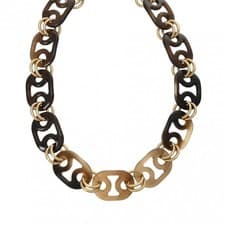 Used HERMES Ladies Necklace Gold Brown Buffalo Horn from JAPAN