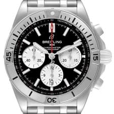Breitling Chronomat B01 42 Black Dial Steel Mens Watch AB0134 Box Card