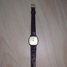 LONGINES Conquest Wristwatch Gold Brown Square Case Leather Authentic