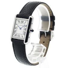 CARTIER TANK MUST SM WSTA0042 22mm SS Leather Silver Dial Quartz #C389
