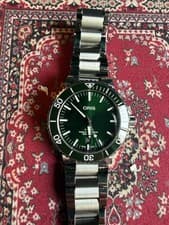 Oris Aquis Green Dial Diver Ref 733 7730 4157 Box Papers Bracelet & Strap