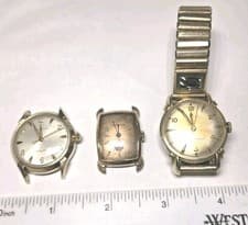3 Vintage Bulova Mens Wristwatches. 2-Self-winding 1 Handwind. Running