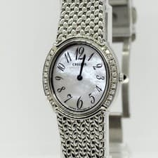 SEIKO Credor 5A70-0AT0 Silver Quartz Ladies Watch with Diamond Bezel