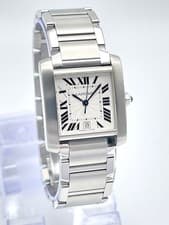 Cartier Tank Large Date 2302 28mm White Dial Stainless Steel Automatic Box