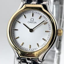 OMEGA De Ville Quartz Ladies Watch White Dial SS Gold Combo 23.5mm Original Band