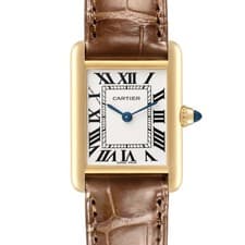 Cartier Tank Louis Small Yellow Gold Silver Dial Ladies Watch W1529856 Card