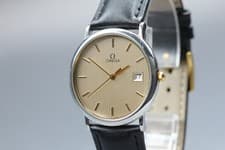 Vintage 1990s Omega De Ville Cal.1430 Silver Dial Date Quartz Men's [Near Mint]
