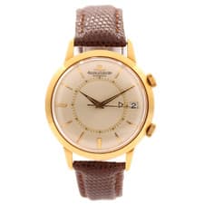 Vintage 37mm 1967 Jaeger-LeCoultre Memovox Jumbo Alarm Wristwatch 18k Gold