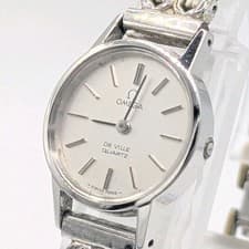 Omega De Ville Quartz Ladies Watch Gold Silver Dial Used
