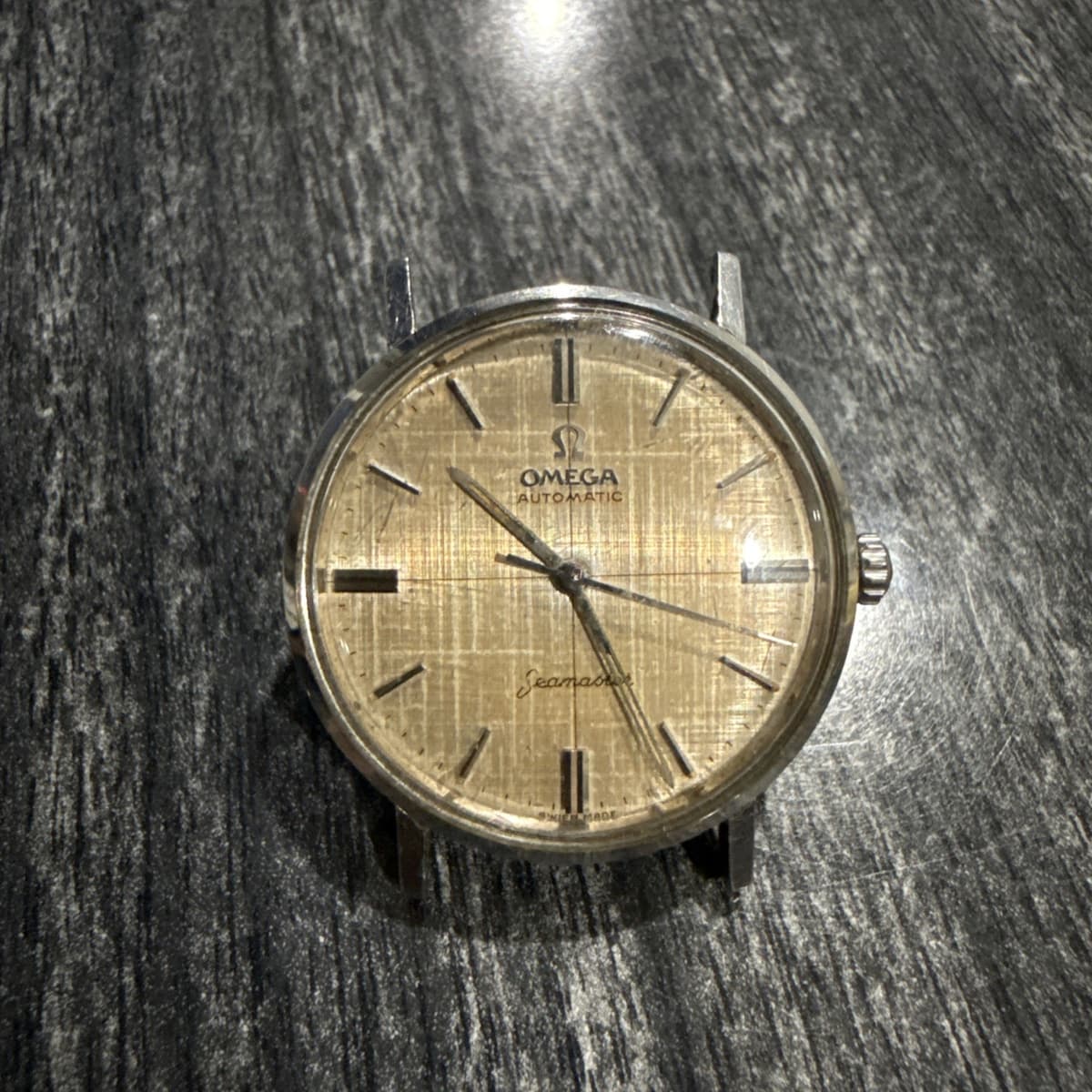 Vintage Omega Seamaster Automatic Linen Crosshair Dial 1950 Front Loader Running