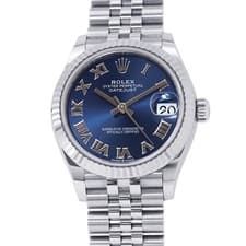 ROLEX Datejust 31 31mm Stainless Steel 18K White Gold Bright Blue Dial 278274