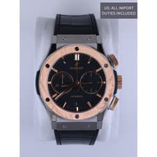 Hublot Classic Fusion Chronograph King Gold Titanium 45mm Black Dial Box Papers