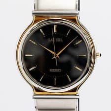 Seiko Laurel 9531-6050 18KT SS QZ Black Mens Vintage Dress Watch Authentic Rare