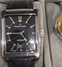 Maurice Lacroix Pontos Automatic Date 5 ATM Black Dial Leather Men's Wristwatch