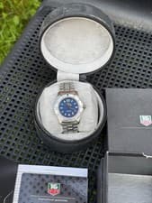 Tag Heuer 2000 Professional WK1213 Men's Watch Mid Size Blue Dial Box Card