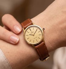 Vintage Omega De Ville Ladies Watch 1970s Emerald Faceted Crystal 21mm Manual Bo