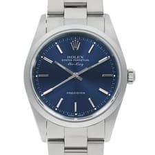 ROLEX Air king 14000M blue bar F Number second hand mens
