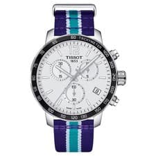Tissot Quickster Chronograph NBA Men Blue Gray Sport Watch Nylon Wristwatches