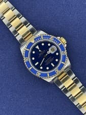Rolex Submariner 16613 T Two Tone Oyster Bracelet with Blue Bezel With Papers