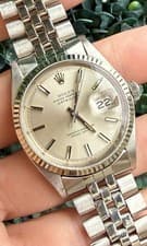 1972 Rolex Datejust 1601 Silver Pie Pan Dial Fluted Jubilee 6251H 55 End Links