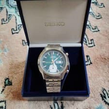 SEIKO Automatic Watch Model 5 Sports Green Dial Stainless Steel Bracelet