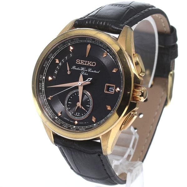 SEIKO BRIFT H 8B63-0AE0/SAGA246 43mm Titanium Black Dial Solar Chronograph #C685