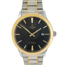 Tudor Style 12713 Automatic Gold & Steel Black Dial 41mm Men's Watch Full Set