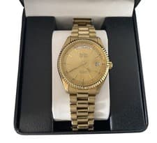 Vintage Bulova Super Seville Day-Date Automatic Gold Dial Men's Watch