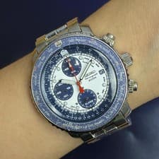 Rare Seiko Flightmaster Pilot SNA413 Quartz 7T62 Chronograph White Panda Vintage