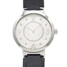 LOUIS VUITTON Tambour Slim MM Monogram Q13MJ 8P Diamond Diamond Silver SS Stain