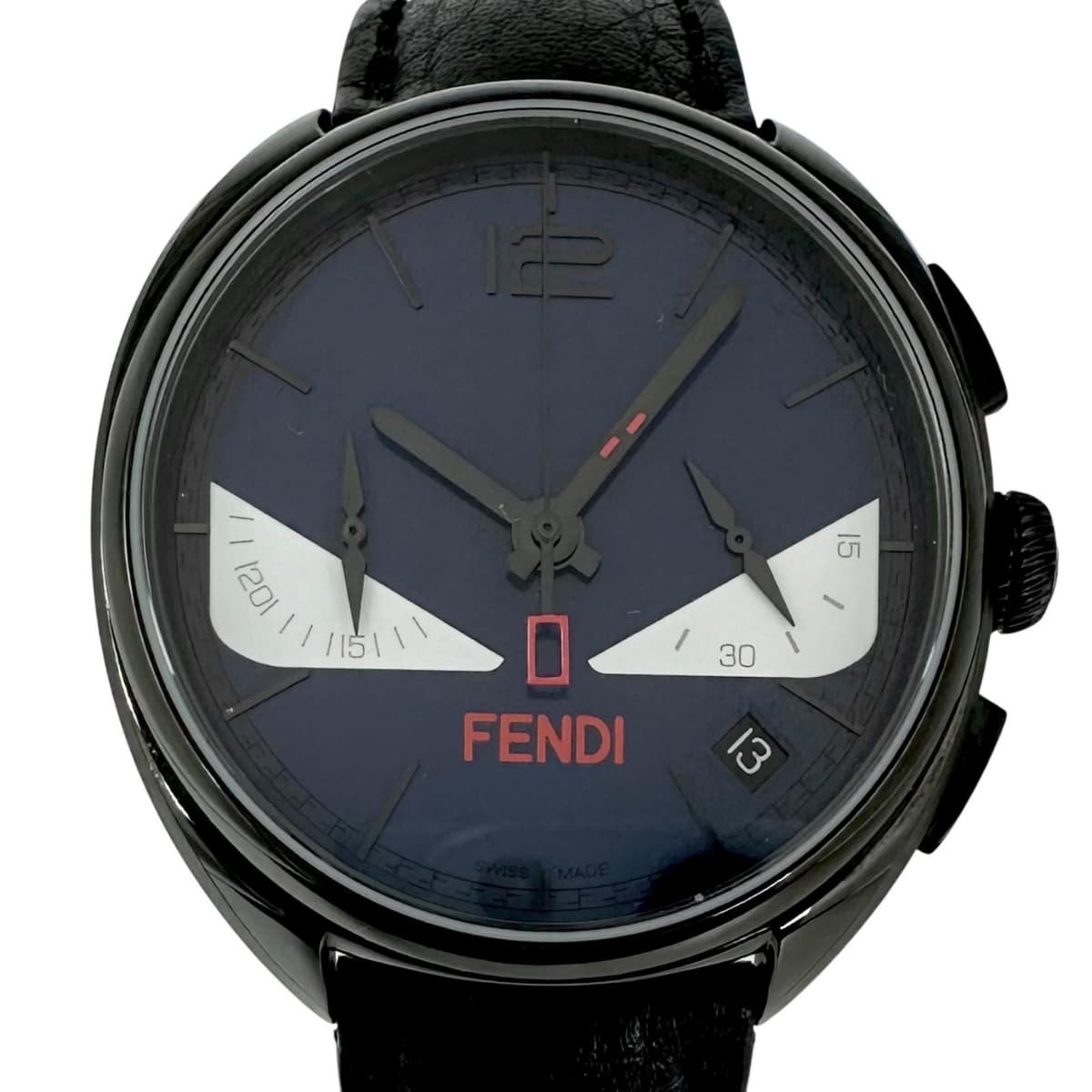 FENDI Monster Bugs 21200G Watches black quartz Dark navyDial mens【used】