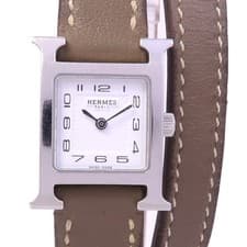 HERMES H Watch HH1.110 Quartz Watch Stainless Steel Etoupe