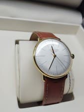 Junghans Max Bill 027/5703.00 Quartz Gold Plated White Dial with Leather Strap