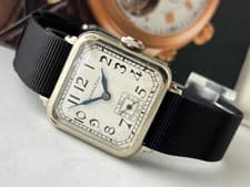 Vintage 1928 Hamilton Hassings Square 14k White Gold Filled Men's Watch