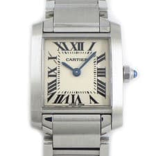 Cartier Watch Tank Francaise SM W51008Q3 Square Ivory Dial SS Quartz