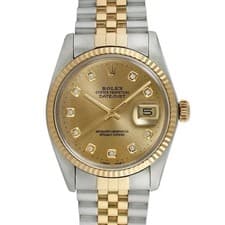 Rolex Oyster Perpetual Datejust Two-Tone Diamond Wristwatch Original Box