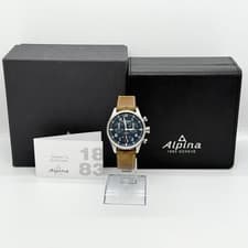Alpina Watch Startimer 3378574 SS Leather Pilot's QZ Blue Dial AL-372N4S6 w/Box