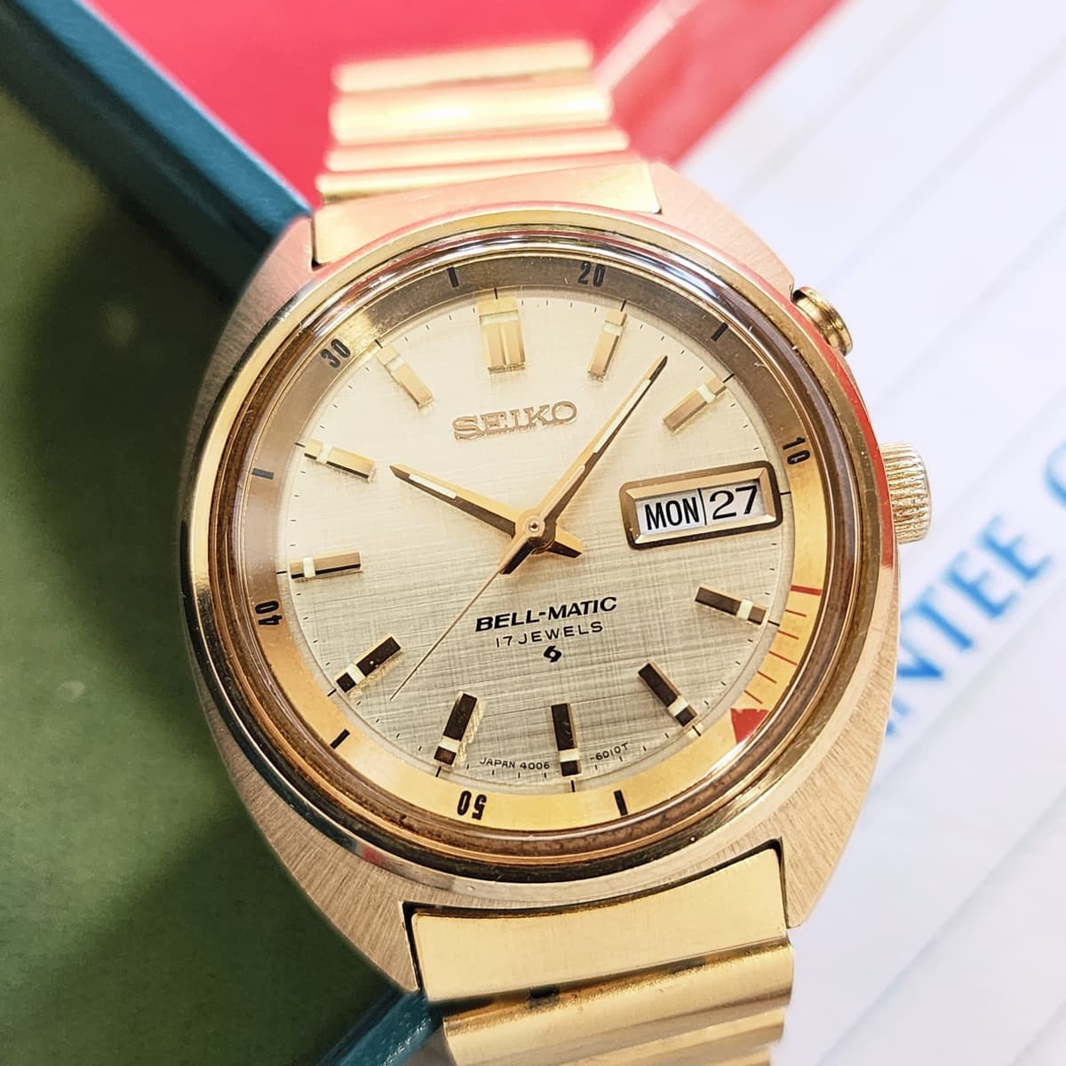 Seiko Bell Matic Watch Sold 1972 Case 888 Automatic 4006-6011 Full Set Bellmatic